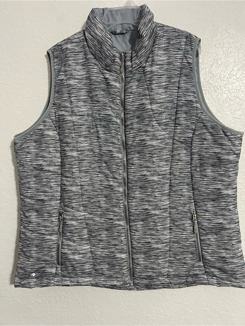 Puffer Vest Womens Plus 3X Heather Gray Full Zip Sleeveless Jacket Pocket Zip